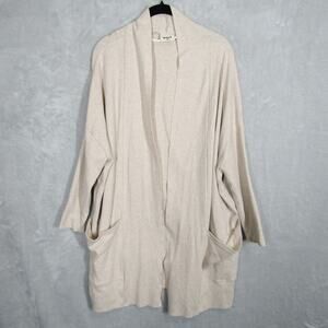 Pact Cardigan Womens Medium Large Beige Open Front Organic Cotton Pockets